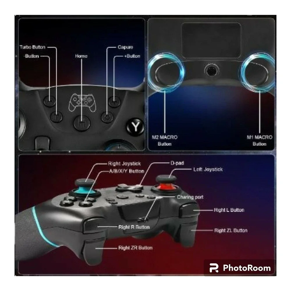 Wireless Controller for Nintendo Switch N-SL Bluetooth USB-C Charging Black NOB